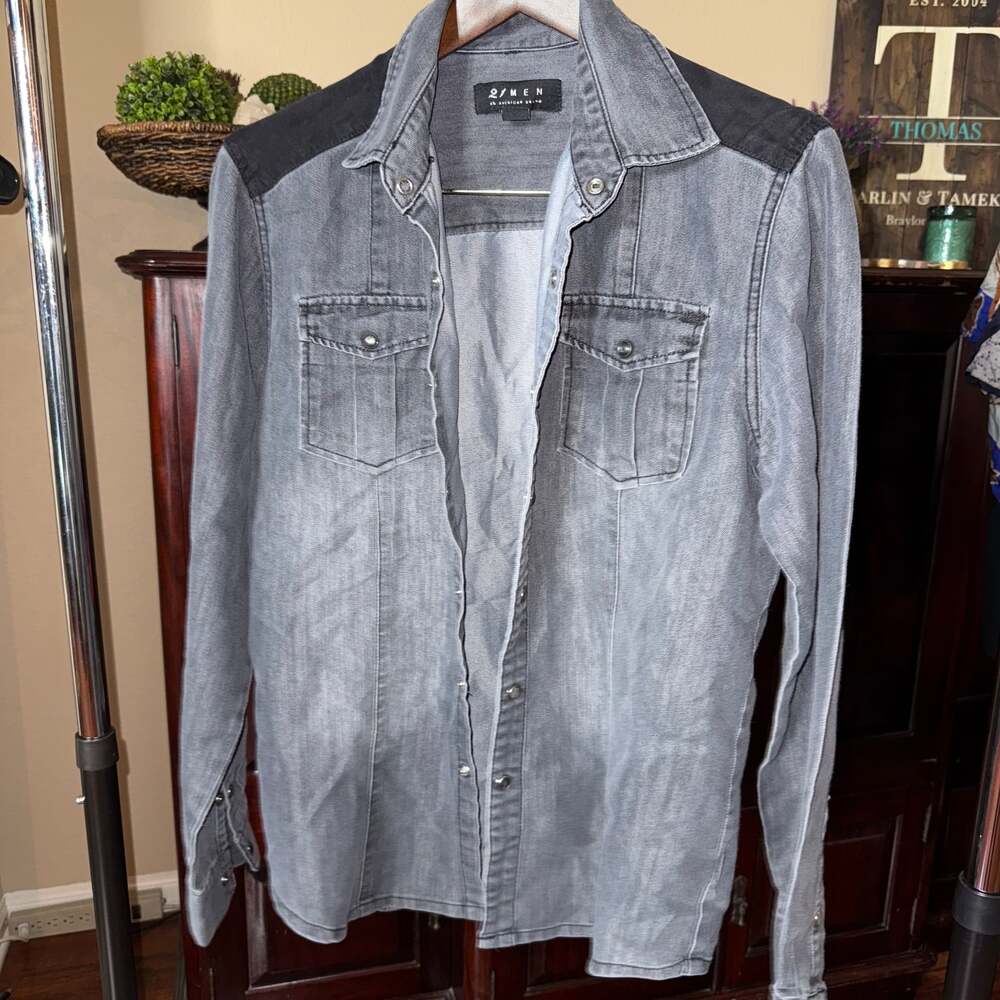 21 MEN Dark Blue Denim Jacket Men's Size Medium